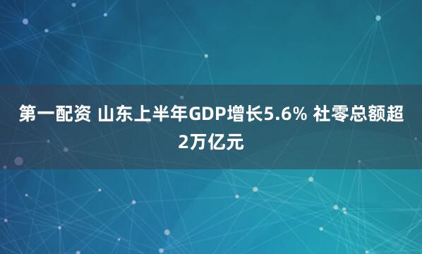 第一配资 山东上半年GDP增长5.6% 社零总额超2万亿元
